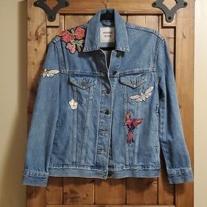 Aritzia Little Moon Embroidered Denim Jacket Blue XXS